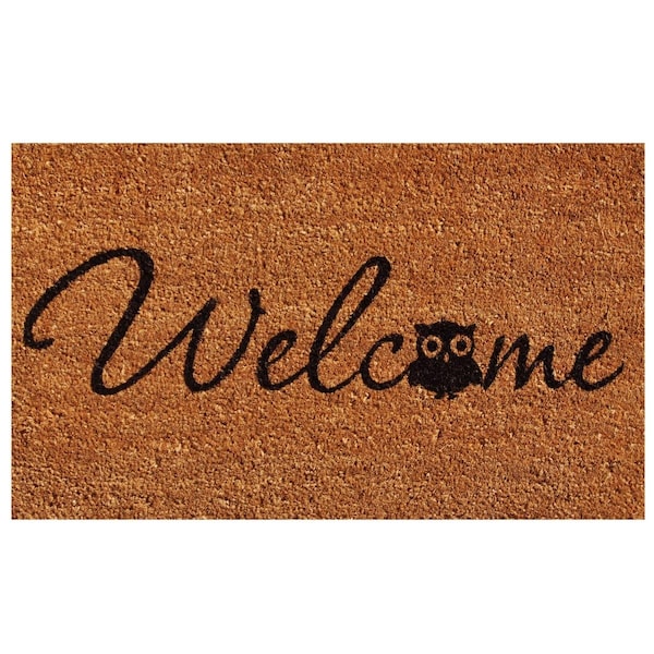Configuracion 17 x 29 in. Barn Owl Welcome Rectangular Doormat Natural & Black CO3360628 - main